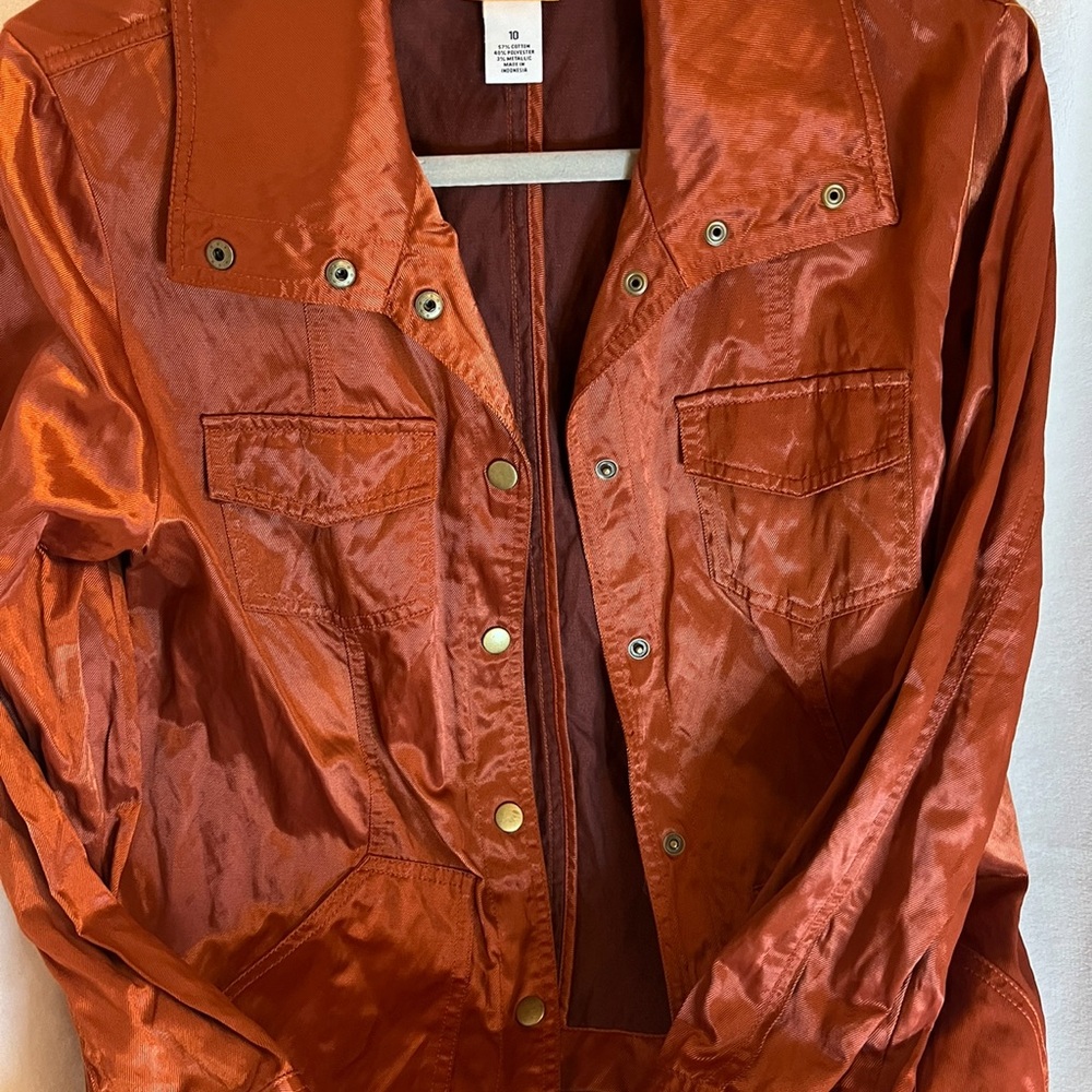 Ruby Rd Rustic Bronze Metallic Jacket Size 10 - image 2